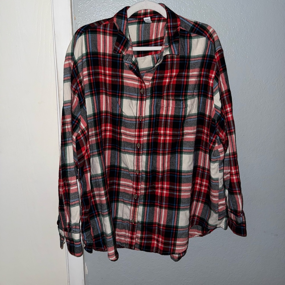 Old Navy Red and Green Plaid Casual Shirt